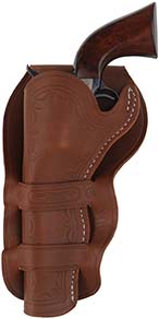 Cheyenne Double Loop Holster, left hand,
5-1/2" barrel, brown leather,
fits Colt Single Action Army revolvers and others
